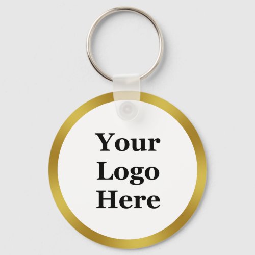 Business Faux Gold  White Your Logo Here Template Keychain