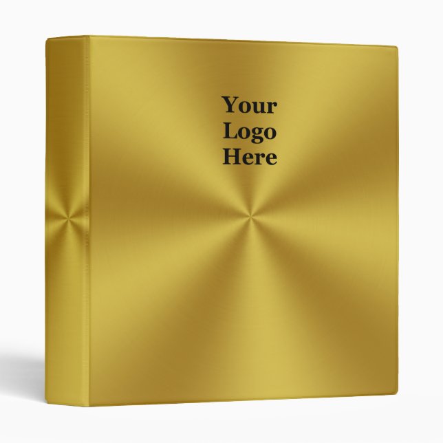 Business Faux Gold Your Logo Here Template 3 Ring Binder (Front/Spine)