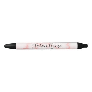 Business Faux Pink Marble Salon Name Phone Number Pen