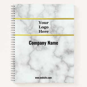 Business Faux White Marble Company Name Logo Notebook