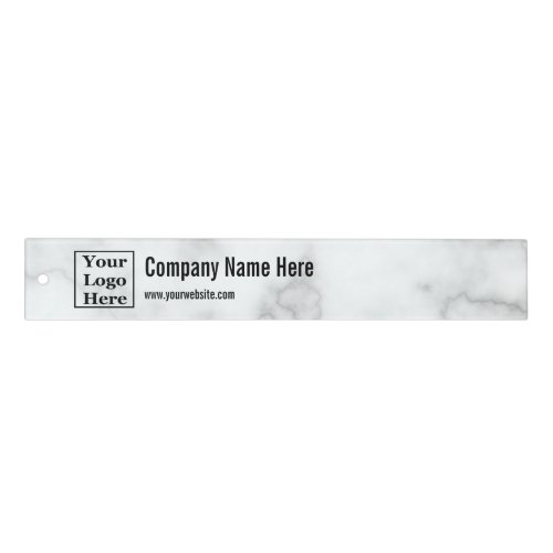 Business Faux White Marble Company Name Text Ruler