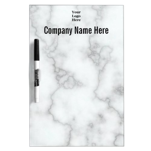 Business Faux White Marble Your Logo Here Template Dry Erase Board