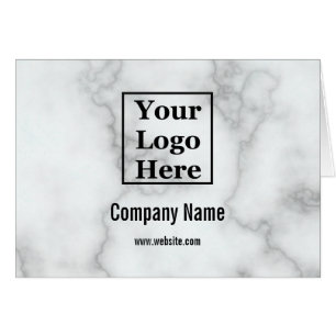 Business Faux White Marble Your Logo Note Card