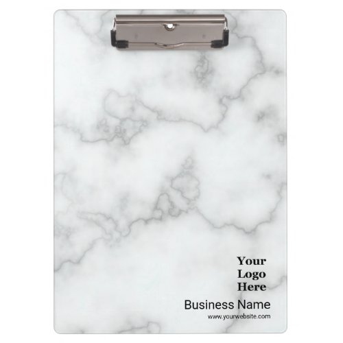 Business Faux White Marble Your Logo Professional Clipboard