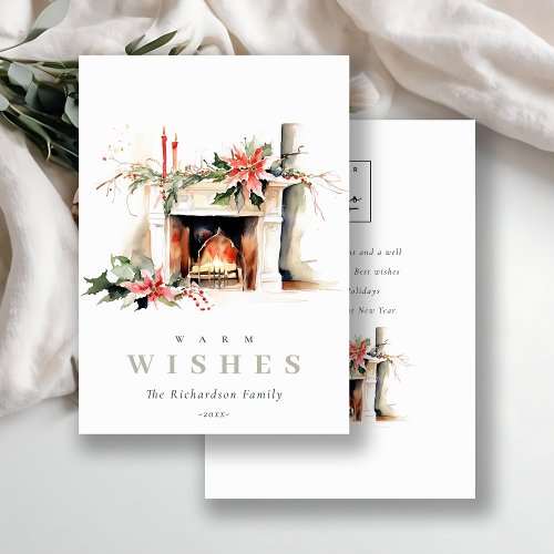 Business Fireplace Warm Christmas Corporate Logo Holiday Card