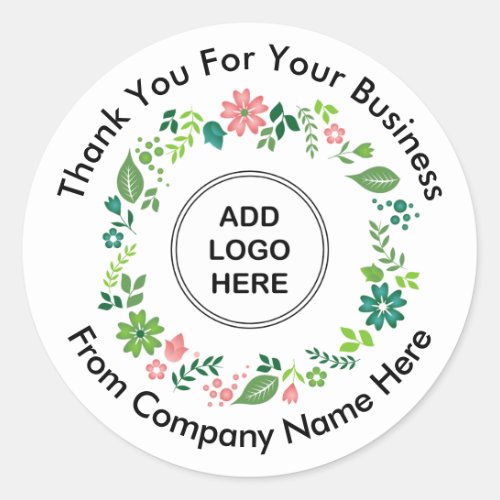 Business Floral Logo Template Thank you Stickers