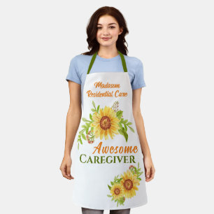 Business Floral Sunflower Caregiver Apron