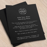 Business Flyer | Black Logo Advertising Flyers<br><div class="desc">A simple custom black business flyer template in a modern minimalist style, perfect for showcasing your products, services, promotions, or events. This clean, professional design can be easily personalized with your company logo, contact information, and custom text to create a cohesive branded marketing piece. Ideal for small businesses, boutiques, studios,...</div>