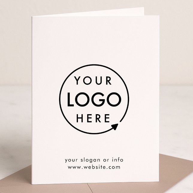 Business Folded Card | Logo Black 5x7 Greeting (Modern sleek white business folded greeting card by Guava - elegant, professional, and customizable)