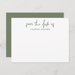 Business From The Desk Of Dark Green Stationery Note Card