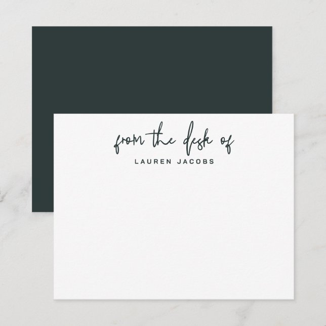 Business From The Desk Of Navy Blue Stationery Note Card (Front/Back)