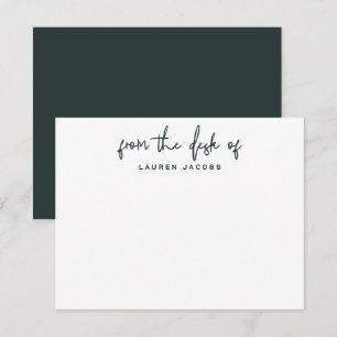 Business From The Desk Of Navy Blue Stationery Note Card