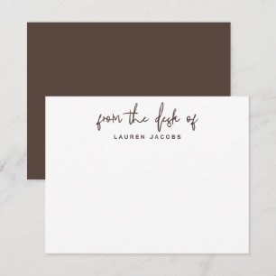Business From The Desk Of Rustic Brown Stationery Note Card