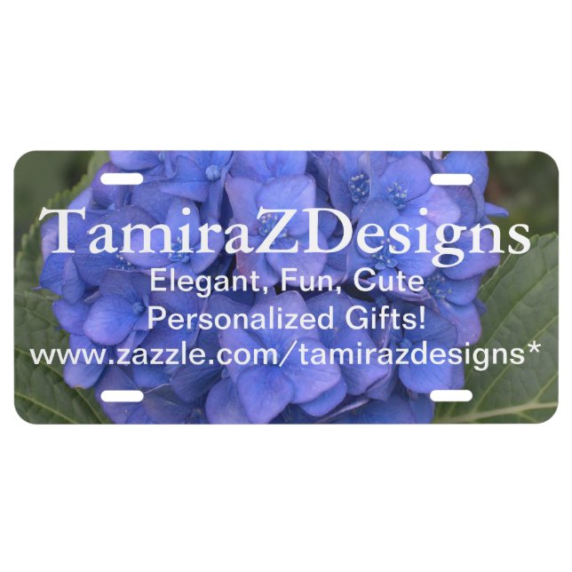 Business Front License Plate Blue Hydrangea (Front)