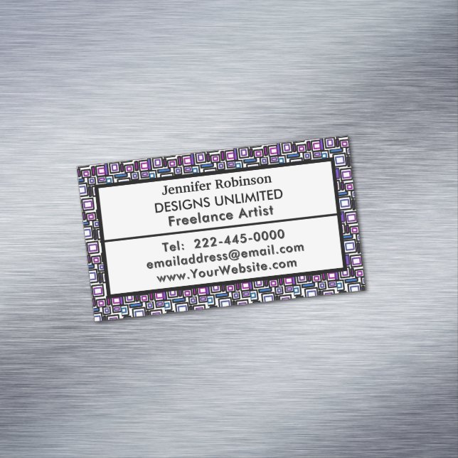 Business Geometric Purple Blue Business Card Magnet (In Situ)