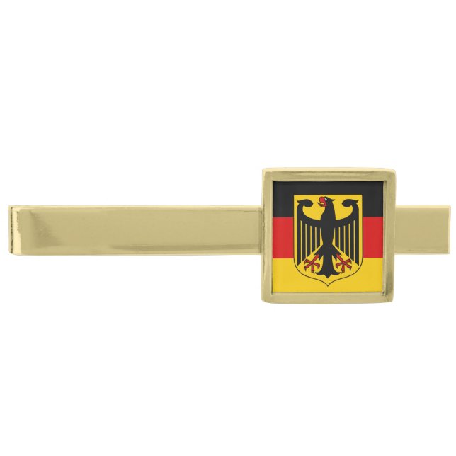 Business Germany & German Flag fashion / sports Gold Finish Tie Bar (Front)