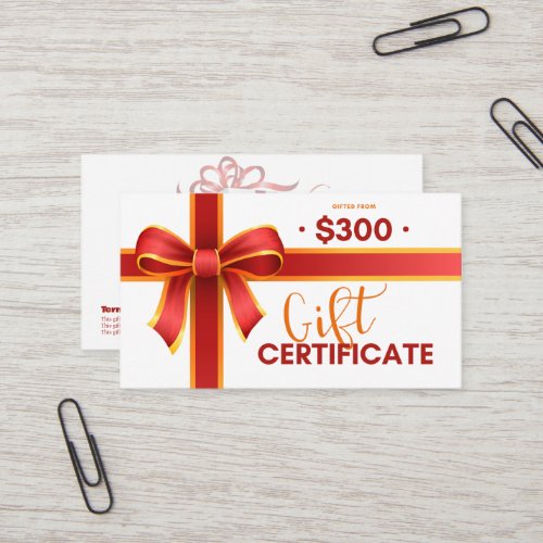 Business gift certificate 300