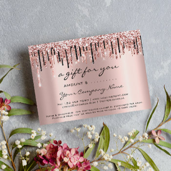 Business Gift Certificate Beauty Modern Rose Drips by luxury_luxury at Zazzle