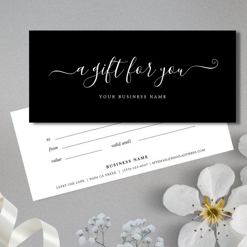 Business Gift Certificate Black and white