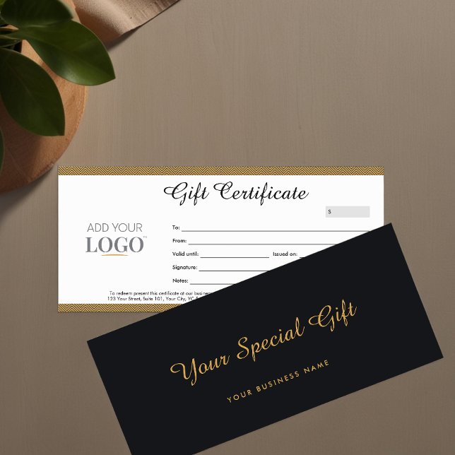 Business Gift Certificate | Black & Gold Voucher (Business Gift Cards in Black & Gold)