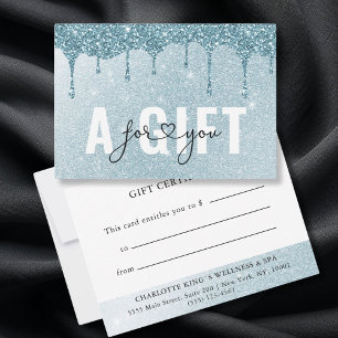 BUSINESS GIFT CERTIFICATE   Blue Glitter Drop