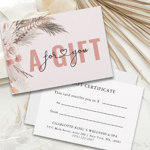 BUSINESS GIFT CERTIFICATE BOHO