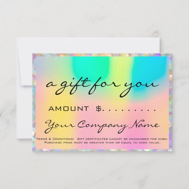 Business Gift Certificate Holograph Pink Logo (Front)