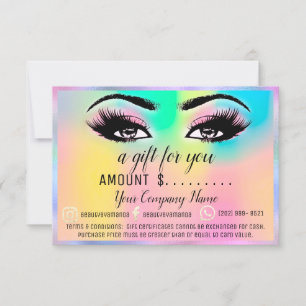 Business Gift Certificate Holograph Rainbow Pink