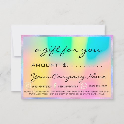 Business Gift Certificate Holograph Unicorn