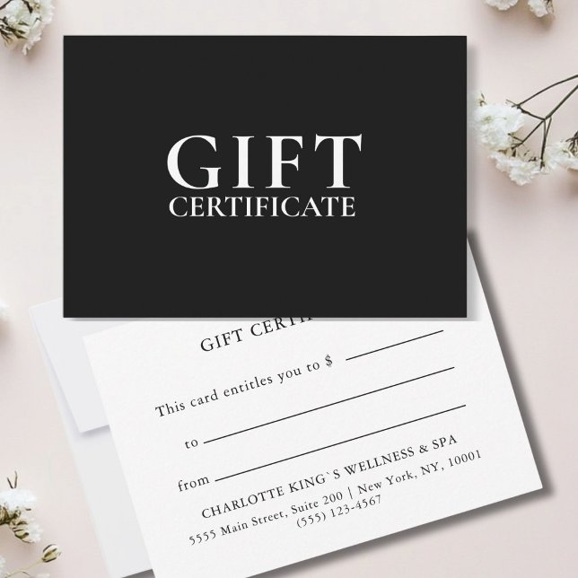BUSINESS GIFT CERTIFICATE | Modern | Minimal|  (BLACK BUSINESS GIFT CERTIFICATE | Modern | Minimal|)