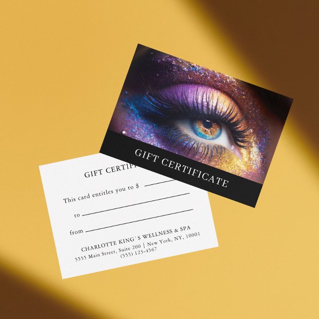 BUSINESS GIFT CERTIFICATE | Modern | Photo Glitter (Personalized, BUSINESS GIFT CERTIFICATE | Modern | Photo, Makeup, Glitter.)