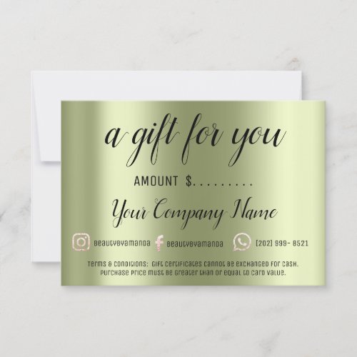 Business Gift Certificate Modern Social Green Logo