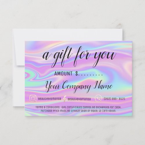 Business Gift Certificate Modern Social Holograph