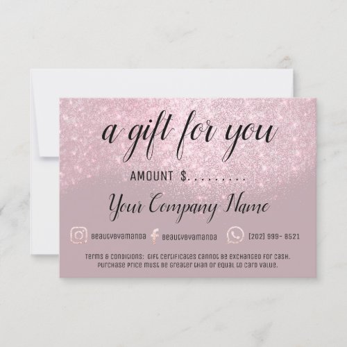 Business Gift Certificate Modern Social Pink Logo