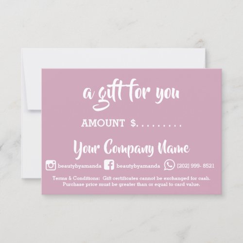 Business Gift Certificate Nails Studio Rose White