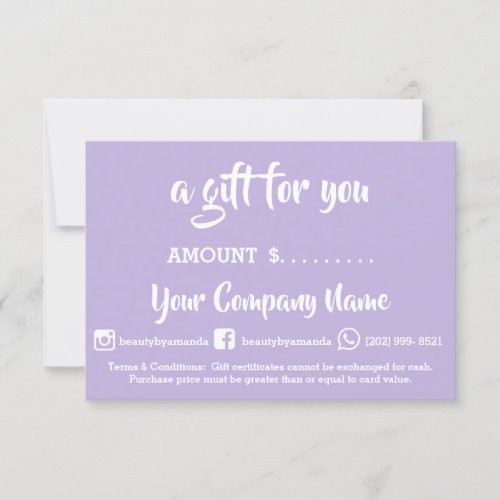 Business Gift Certificate Online Shop Purple