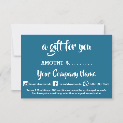 Business Gift Certificate Online Shop Studio Blue