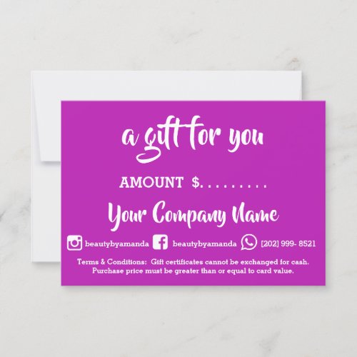 Business Gift Certificate Online Shop Studio Pink