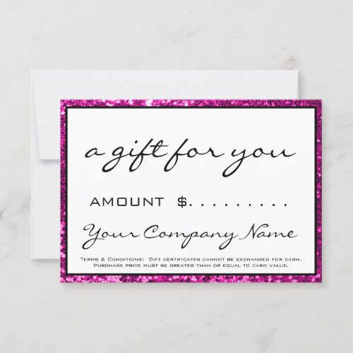 Business Gift Certificate Purple Pink White Logo