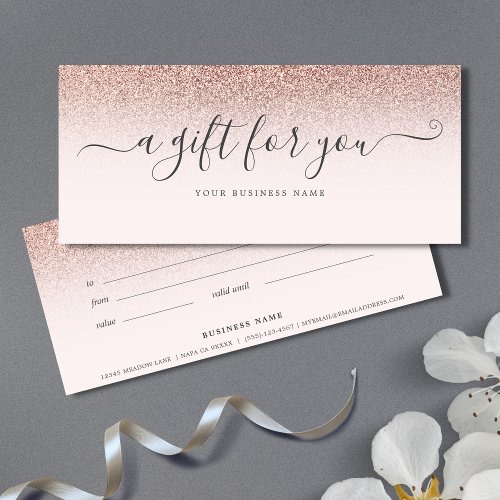 Business Gift Certificate Rose Gold Ombre