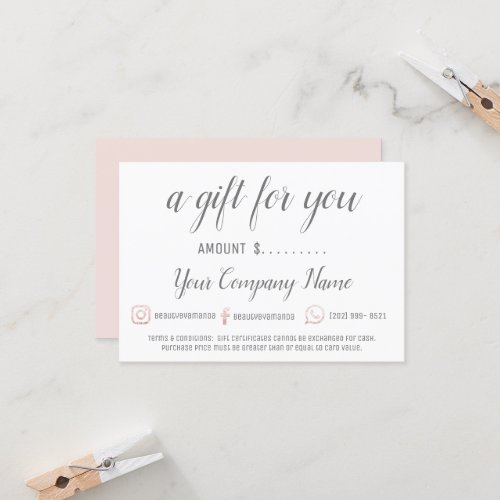 Business Gift Certificate Simply Logo Pink White