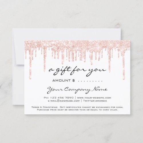 Business Gift Certificate Simply Modern Rose Drips