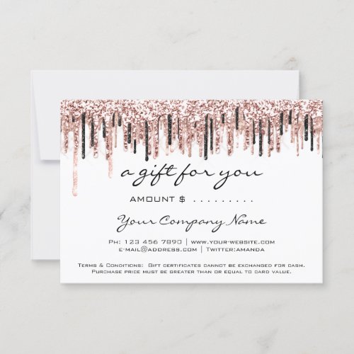 Business Gift Certificate Simply Modern Rose Drips
