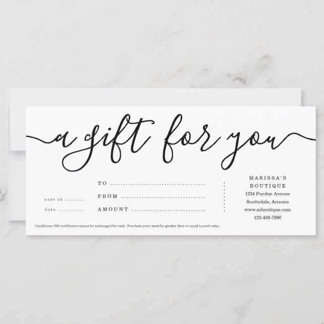 Business Gift Certificate | Simply Right (Front)