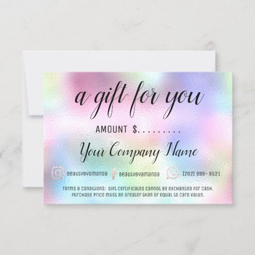 Business Gift Certificate Social Logo Holograph 