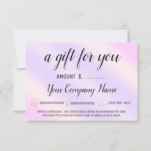 Business Gift Certificate Social Logo Purple Pink