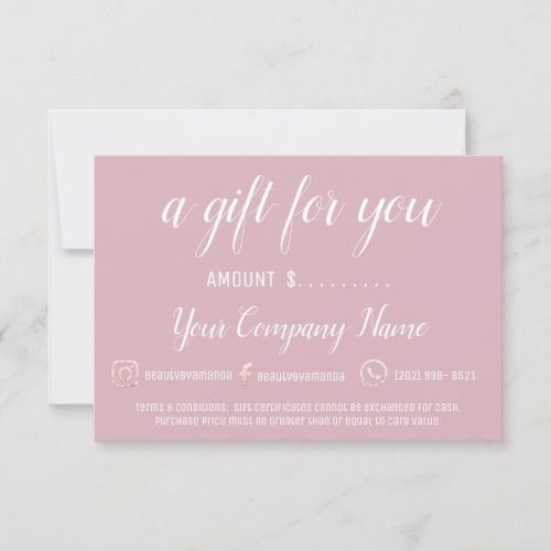 Business Gift Certificate Social Pink Logo Powder