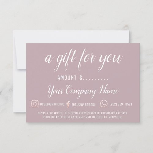 Business Gift Certificate Social Pink Logo White