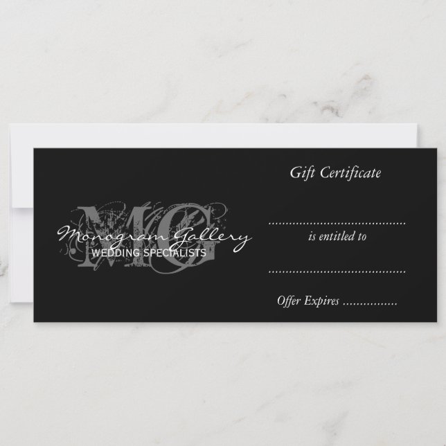 Business Gift Certificate Template with Monogram (Front)