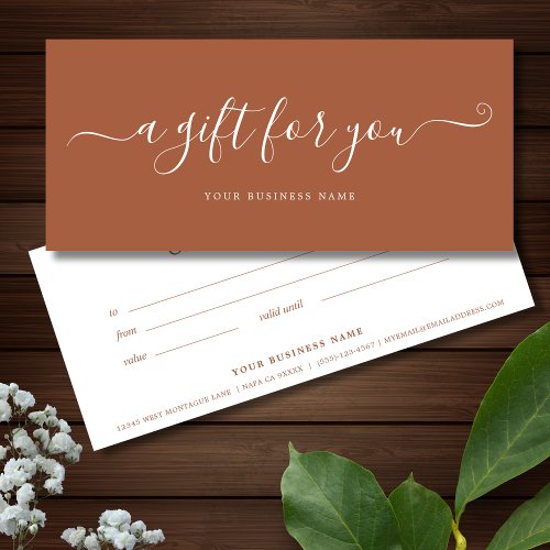 Business Gift Certificate Terra Cotta Boho